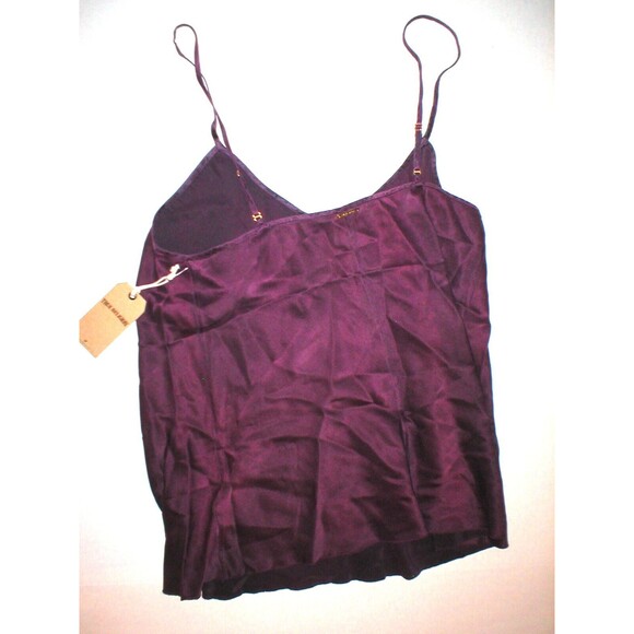 New Womens Designer True Religion Purple Silk Camisole Cami Shirt Top L Logo NWT - Picture 7 of 9